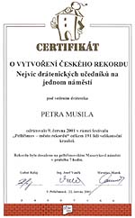 certifikat o vytvoření českého rekordu